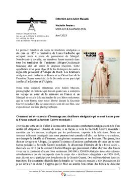 Entretien avec Julien Masson sur la mémoire des tirailleurs