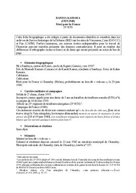 Biographie de Bandia Kamara (1919–1940)